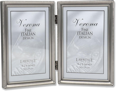 Lawrence Frames Bead Border Design, Double 4x6, Pewter