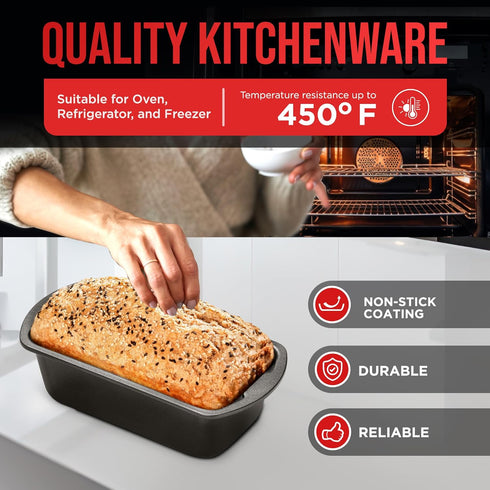 Bakken Swiss Loaf Pan Set, 2-Piece Deluxe Nonstick Carbon Steel Bakeware for Perfect Bread and Cakes