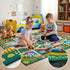 Plyra (3x5 Kids Car Road Rug Ft), Non-Slip City Traffic Play Mat for Toy Cars, Train Track Carpet for Kids Room