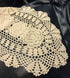 Beige Handmade Crochet Cotton Table Runner, Lace Doilies Oval Dresser Scarves, 11.8 by 35 Inches