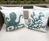 Embroidered Cute Nautical Animal Pillow Cover - Square 18 Inches Decorative Canvas for Nautical Style Deco