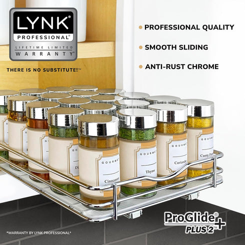 8-3/8 inch 1 LYNK PROFESSIONAL Pull Out Spice Organization for Cabinets - Wide Spice Rack for Inside Cabinets, Slide
