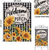 Home Decorative Welcome to Our Porch Spring Summer Sunflower House Flag, Black White Buffalo Plaid Check Yard Outside Decoration, Fall Autumn Farmhouse Outdoor Large Decor 28 x 40