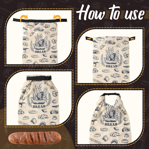 2 17" 12" Pcs Bread Bags for Homemade Maker Gift Zipper Reusable Beeswax Bread Storage Bags with Lining Large Freezer
