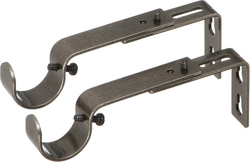 Ivilon Adjustable Brackets for Curtain Rods - Set of 2 for 1 or 1 1/8 Inch Rods, Pewter