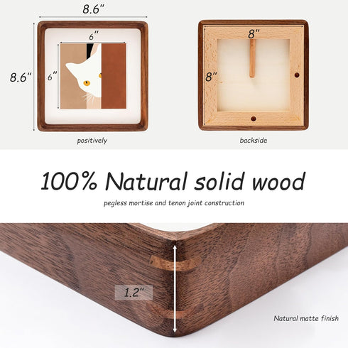 8x8 8x8 6x6 Recuerdos Picture Frame Natural Walnut Wood, Square Wooden Photo Frame with Mat for Gallery Wall Mount