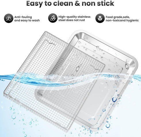 Stainless Steel Baking Tray Pan and Air Fryer Basket for Cuisinart Airfryer TOA-060 and TOA-065