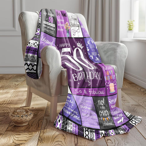 50th 50th 50 50-50 60"X50" Birthday Gifts for Her, Women, Birthday Decorations for Women, Happy Year Old Gifts