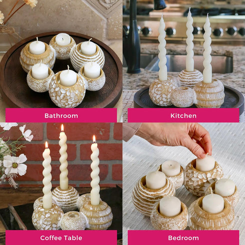 2-in-1 6 Kate Aspen Gold Candle Holder Centerpiece for Candles Tealight & Taper Candle Holder, Gold Table Decor