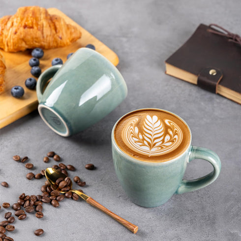 Set 4, 12oz Set GBHOME Ceramic Coffee Mugs of Stoneware Coffee Mugs For Dad Mom Women MEN, Light Weight Coffee Cups