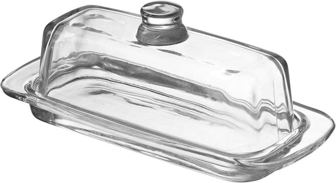 Royalty Art Glass Butter Dish with Lid, Single Stick Container with Handle Cover, Rustic Farmhouse Kitchen Accessory