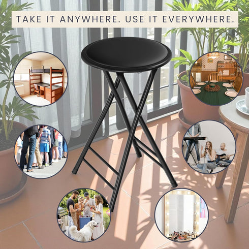 225lb Counter (24-Inch, Lavish Home Backless Folding Stool with Capacity for Kitchen or Rec Room - Portable Indoor Bar
