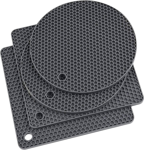 Trivets for Hot Dishes, Silicone Hot Pads for Kitchen, Multi-Purpose Heat Resistant Mat Potholders, 2 pcs Square and 2