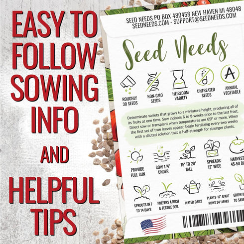 (10 Packs) Seed Needs Tiny Tim Tomato Seeds for Planting Dwarf Cherry Tomatoes - Non-GMO Heirloom & Untreated Veggie