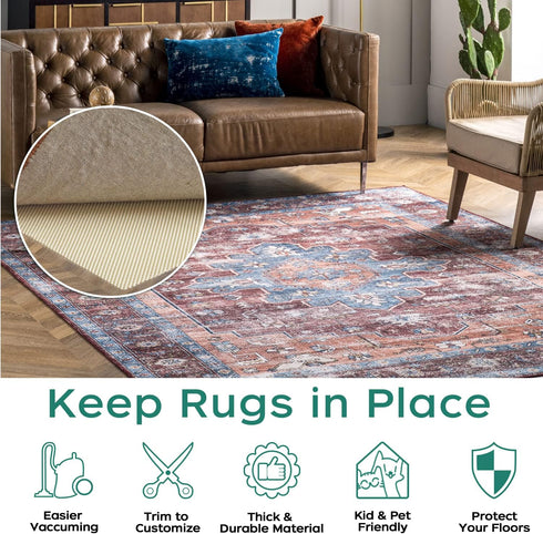 BAGAIL BASICS Non Slip Rug Pad Gripper, 5 x 7 Feet Extra Thick Carpet Pads for Area Rugs and Floors