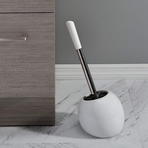 Set, (Pack 1), Bath Bliss Ceramic Dome Brush & Holder Decorative, Modern, Freestanding, Heavy Duty Cleaning