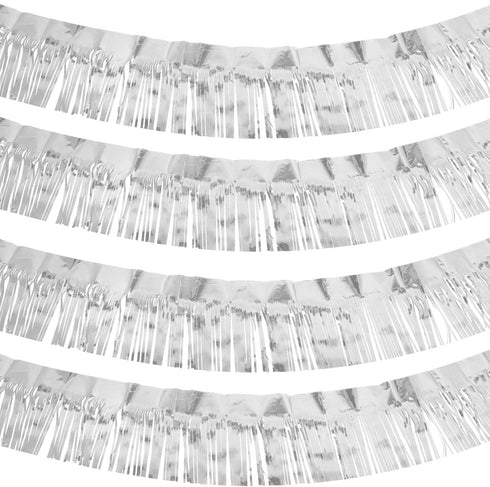 4 Packs 10 Feet Metallic Tinsel Foil Fringe Garland, Christmas Hanging Banner for Wedding, Birthday, Holiday Decorations