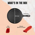 Cast Iron Round Griddle 10.5 Inch, Pre-Seasoned Pan with Heat-Resistant Handle for Indoor Outdoor Cooking