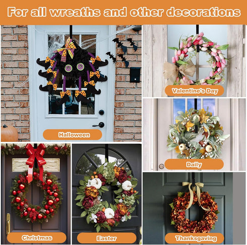 PECULA 2 Pack 14” Wreath Hangers for Front Door, Metal Wreath Door Hanger 40lb Load-bearing for Decorations