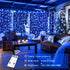 300LED 8 9.8x9.8ft JMEXSUSS Christmas Curtain Lights Plug in with Remote, Blue and White Christmas Lights Indoor