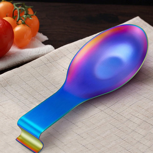 LIANYU Rainbow Spoon Rest, Stainless Steel Utensil Holder for Kitchen Counter, Dishwasher Safe