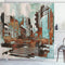 Ambesonne Grunge Shower Curtain, Urban Cityscape Abstract Acrylic Paint Style, Cloth Fabric Bathroom Decor Set with