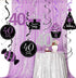40th Birthday Decorations for Women, Purple Black Silver Foil Hanging Swirls for 40th Birthday Party