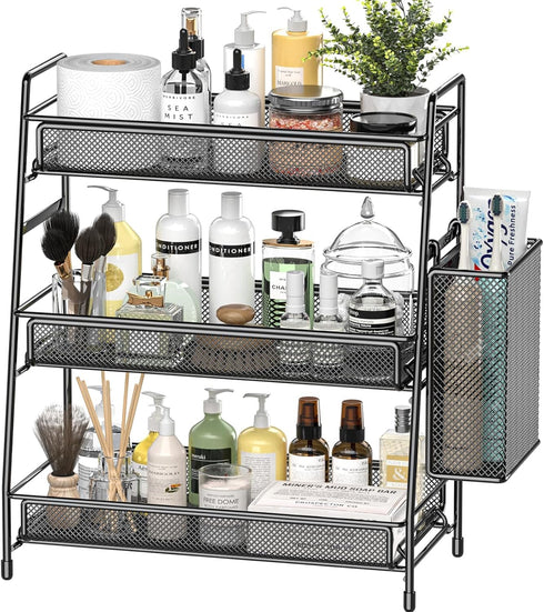 EKNITEY Bathroom Countertop Organizer Shelf - 3 Tier Counter Spice Rack Metal