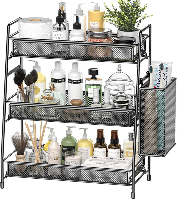 EKNITEY Bathroom Countertop Organizer Shelf - 3 Tier Counter Spice Rack Metal