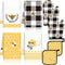 Leinuosen 8 Pcs Yellow Bee Kitchen Towels and Dishcloths Sets Oven Mitts and