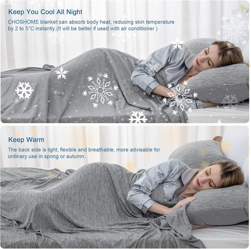 CHOSHOME Cooling Blanket for Hot Sleepers, Lightweight Summer Cold Thin Blanket for Sleeping, Twin Size, Gray