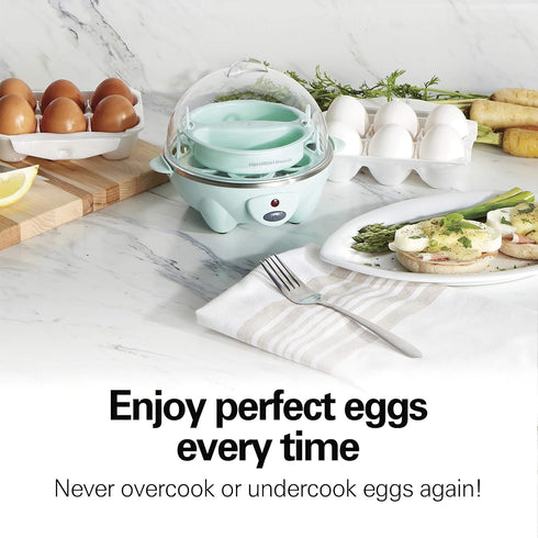3-in-1 7, (25504) Hamilton Beach Electric Egg Cooker for Hard Boiled Eggs, Poacher Eggs, Omelet Maker & Vegetable