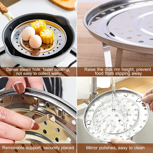 Round Steamer Rack with Silicone Liners, Stainless Steel Food Steamer Basket for Instant Pot Cooking
