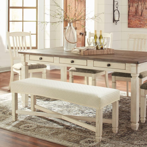 Stretch Jacquard Dining Bench Cover, Removable Washable Slipcover Protector for Bedroom, Kitchen, Hotel (Beige)
