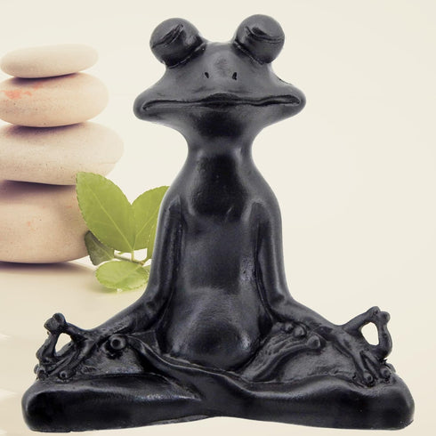 Bellaa 23101 Frog Statue - Meditation Lotus Pose Yoga Zen Buddha Outdoor Garden Decor, 6 Inch