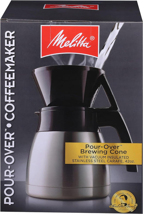 Set 42 Set Melitta Pour-Over Coffee Brewer & Stainless Steel Carafe with Coffee Filters, Ounce