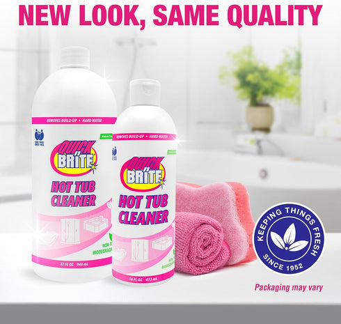 16 oz. (Packaging Quick N Brite Heavy Duty Hot Tub Cleaner Kit - Non-abrasive Cleaning Gel with Sponge and Cloth, May