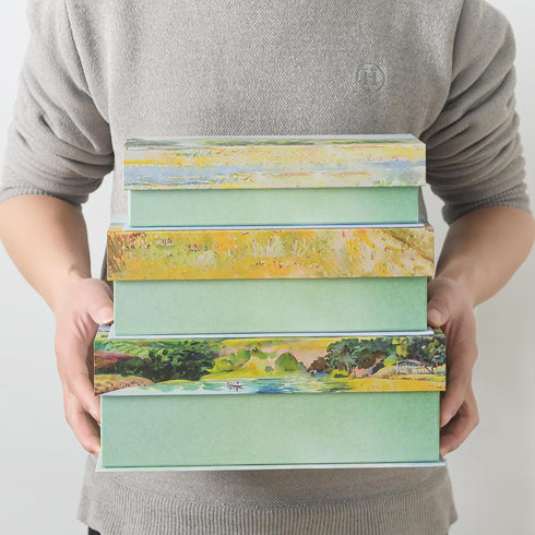Serene Decorative Storage Boxes with Lids - Set of 3 Airy Floral Memory Keepsake Boxes with Magnetic Closure for