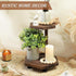 Tikea Hexagonal Wood Riser for Display, 2-Tier Rustic Wood Pedestal Stand for Kitchen Bathroom Counter Decor, Decorative Tray for Soap Dispenser, Candle and Plant
