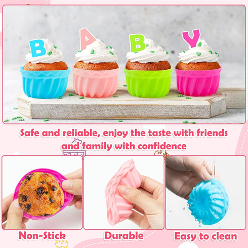 R HORSE 42Pcs Silicone Baking Molds, Pumpkin Silicone Cups, Non-Stick Muffins Mould, Reusable Cupcake Wrapper Molds