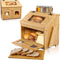 Bread Box for Kitchen Countertop Large Wooden Bamboo Bread Box with Cutting