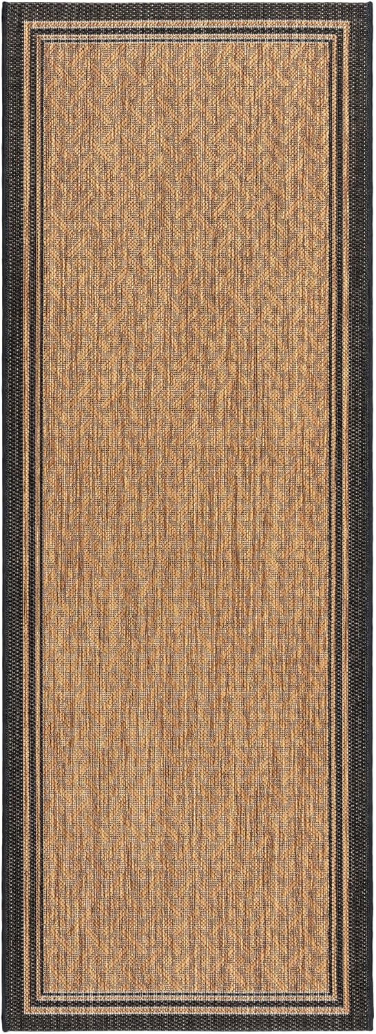 Gertmenian Indoor Outdoor Classic Flatweave Area Rug, Stain & UV Resistant, 2x6 Ft Runner, Black Tan