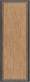 Gertmenian Indoor Outdoor Classic Flatweave Area Rug, Stain & UV Resistant, 2x6 Ft Runner, Black Tan