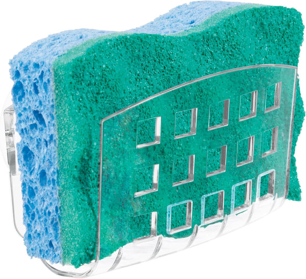 iDesign BPA-Free Plastic Sponge Holder for Kitchen Sink with Suction Cups, Ideal