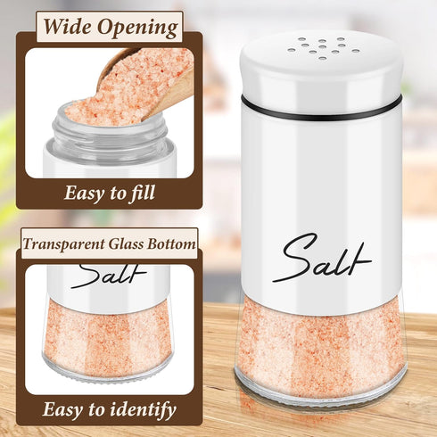 Salt and Pepper Shakers Set, Kitchen Decor and Accessories for Countertop, Refillable Design (Black + White)