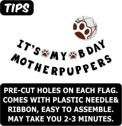 Funny Dog Birthday Banner - It's My Bday Motherpuppers, Paw Party Bunting Sign Decor