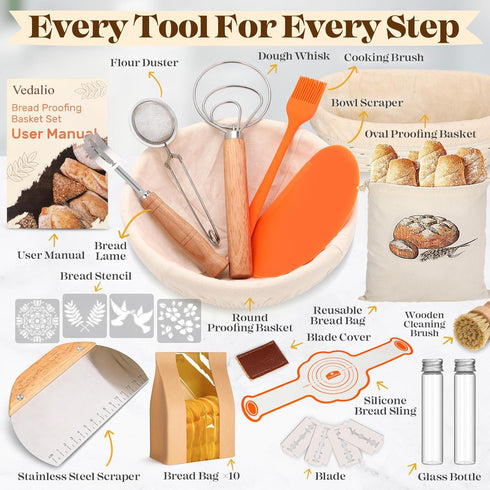 VEDALIO Sourdough Starter Kit, Sourdough Bread Baking Supplies, Sourdough Kit for Modern Home and Kitchen, Sourdough