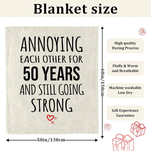 Dulkjio 50th 50th 50 50th 60"X50" Anniversary Blanket Gifts, Anniversary Wedding Gifts for Couple Parents, Golden Year