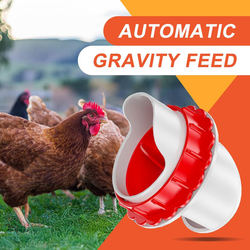 8 ZenxyHoC DIY Chicken Feeders No Waste, Ports Poultry Feeder with Hole Saw for Buckets Troughs Red