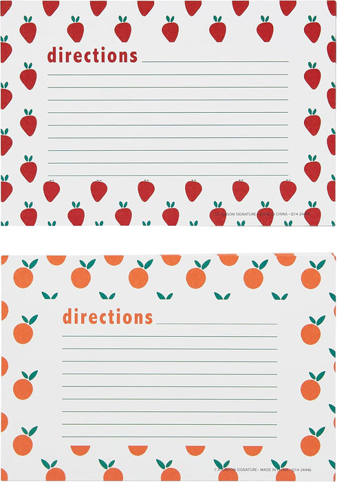 C.R. Gibson Fruit Double-Sided Recipe Card Set, 4" W x 6" L, Multicolor